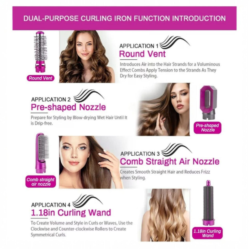 5-in-1 Hot Air Hair Dryer & Styler Brush – Dry, Straighten, Curl, Volumize & Smooth Hair