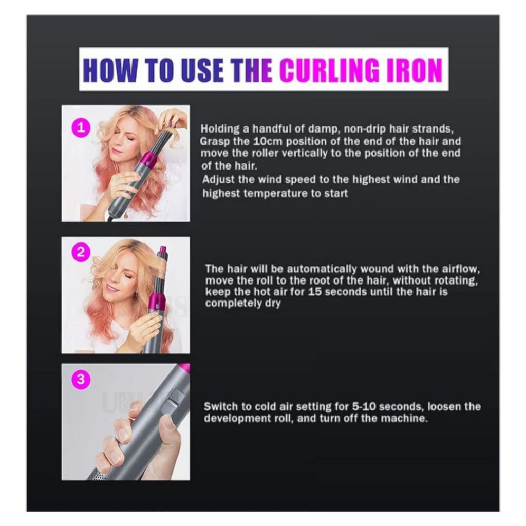 5-in-1 Hot Air Hair Dryer & Styler Brush – Dry, Straighten, Curl, Volumize & Smooth Hair